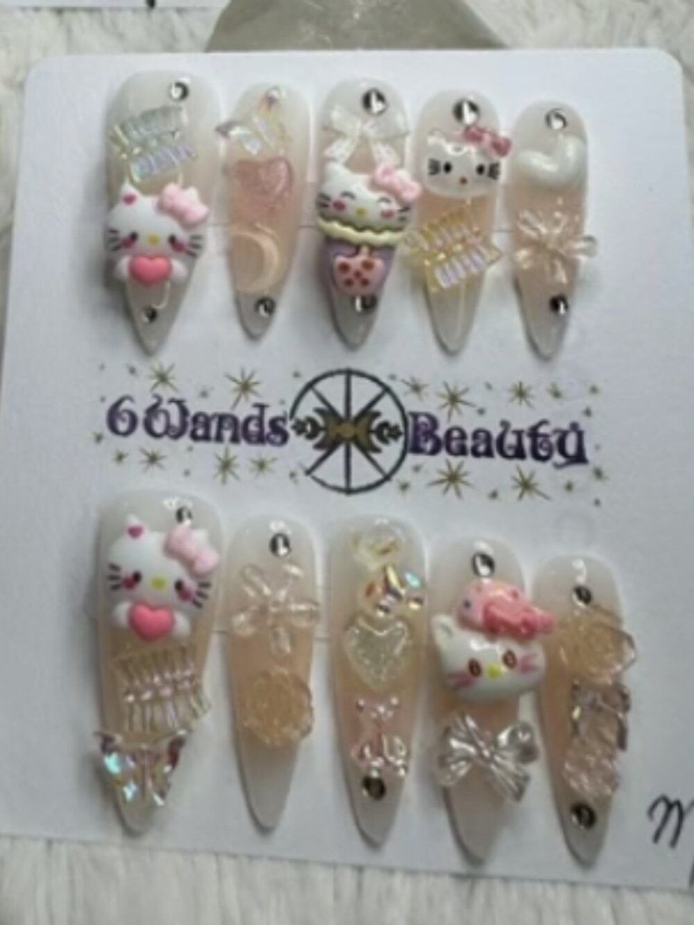 Hello Kitty Press On Nails, Size Medium, Junk Nails, Pink, Handmade